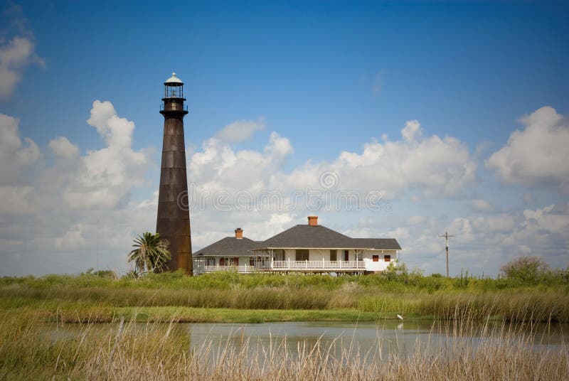 Built in 1872, this lighthouse is located on the Bolivar Peninsula (Port Bolivar) of Texas along the Gulf of Mexico. A caretaker's house sits alongside it. There is a Wikipedia article about it here:. Built in 1872, this lighthouse is located on the Bolivar Peninsula (Port Bolivar) of Texas along the Gulf of Mexico. A caretaker's house sits alongside it. There is a Wikipedia article about it here: