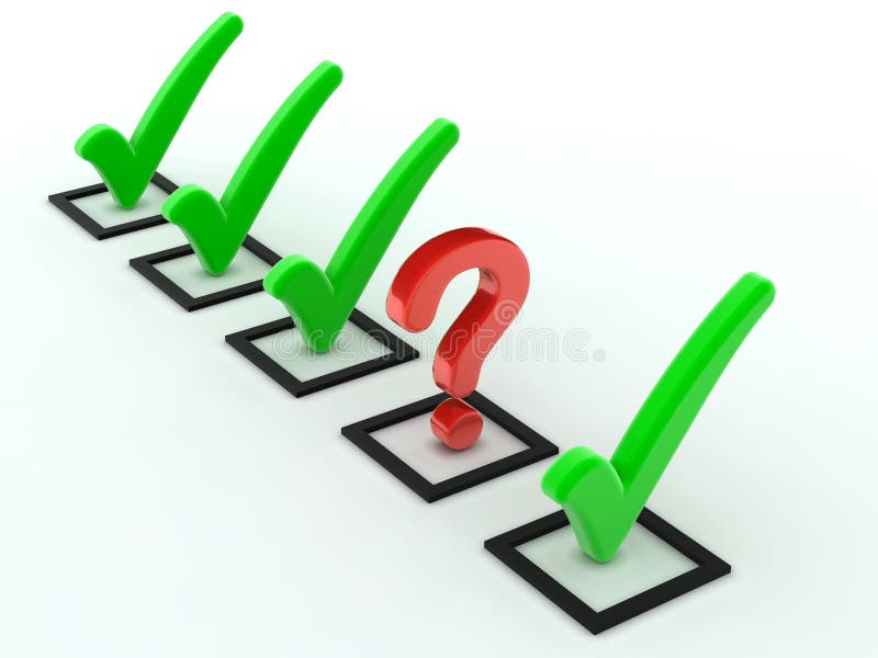 Liste de contrôle point d'interrogation illustration stock