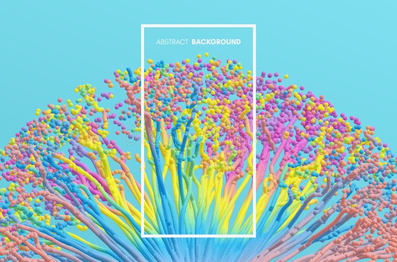 Point explode. Cover design template. Background with place for your text. Array with dynamic emitted particles. 3d vector vector illustration