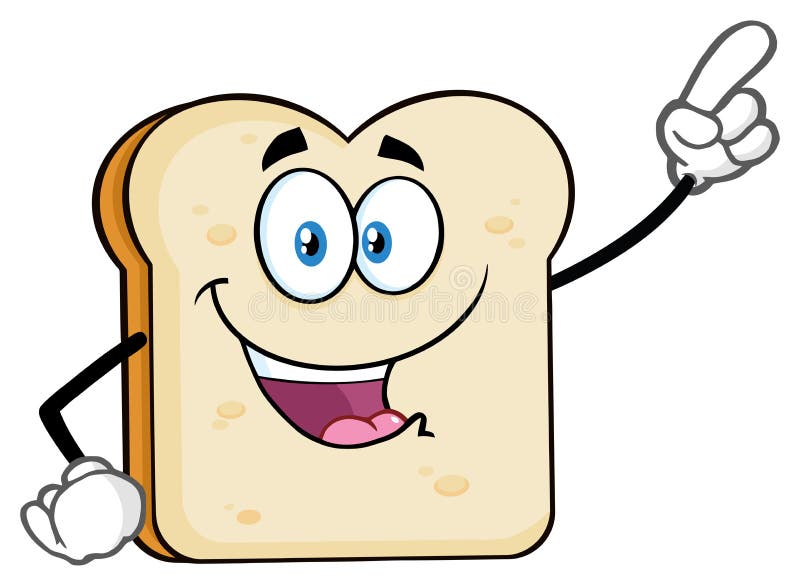 Pointage de caractère de mascotte de bande dessinée de pain découpé en tranches par blanc illustration stock Pointage de caractère de mascotte de bande dessinée de pain découpé en tranches par blanc illustration stock