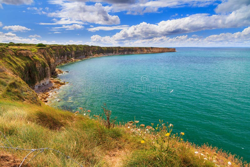 Pointe du Hoc oceaanmening royalty-vrije stock fotografie Pointe du Hoc oceaanmening royalty-vrije stock fotografie