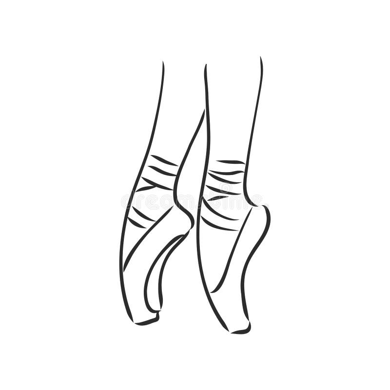 Pointe Shoes. Ballet Shoes. Vector Handdrawn Illustration. Ballet