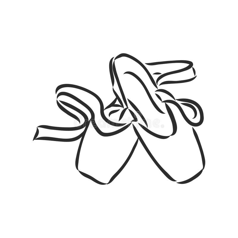 Pointe Shoes. Ballet Shoes. Vector Handdrawn Illustration. Ballet