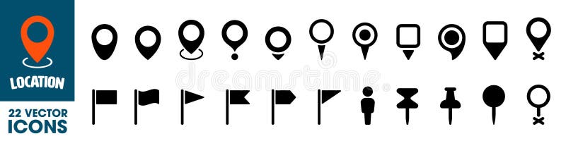 Pointer Icon. Pointer Set. Location Points Icon. vector illustration