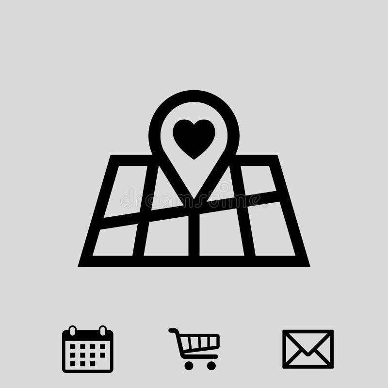 Pointer pin up icon with heart stock vector illustration flat design stock illustration