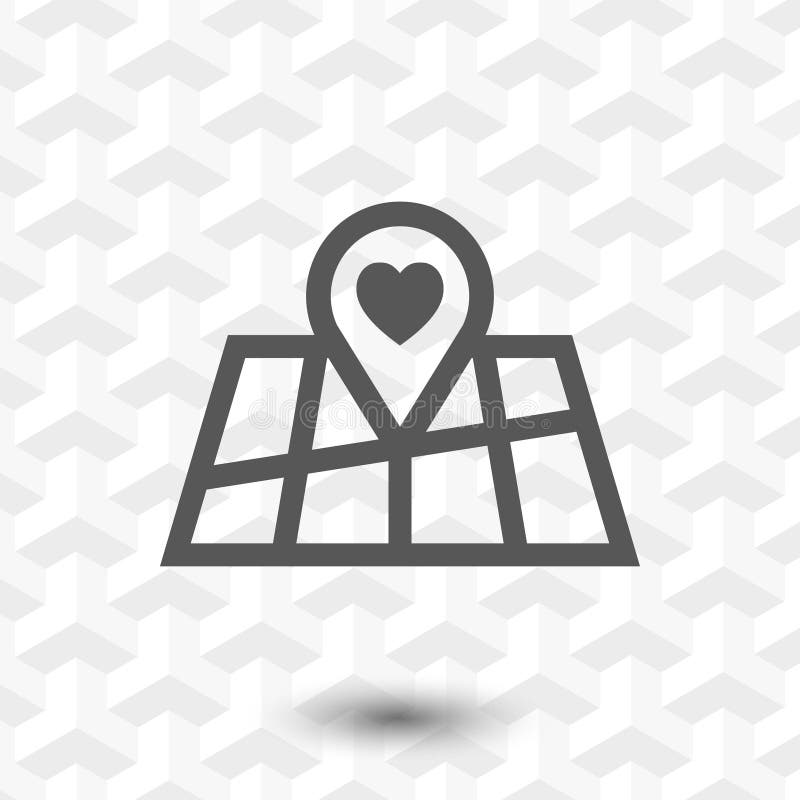 Pointer pin up icon with heart stock vector illustration flat design stock illustration