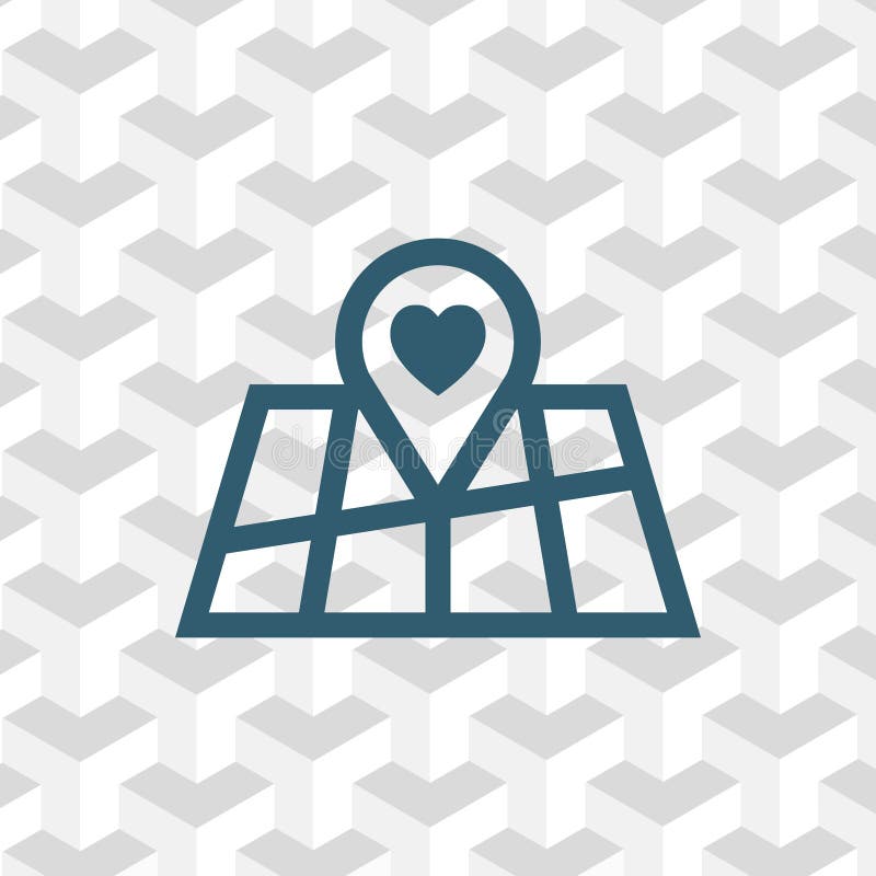 Pointer pin up icon with heart stock vector illustration flat design stock illustration