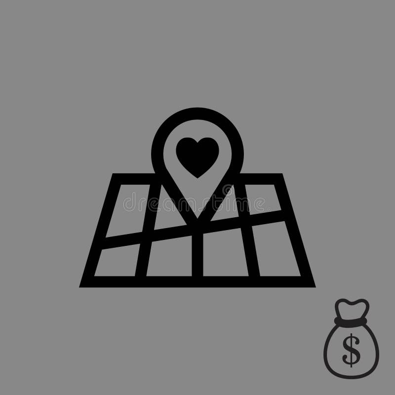 Pointer pin up icon with heart stock vector illustration flat design stock illustration