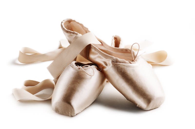Pointe shoes isolated over white background. Pointe shoes isolated over white background