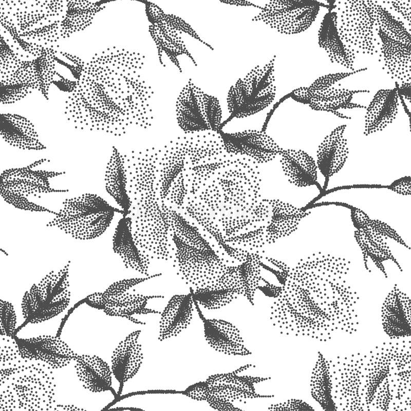 Pointillism floral pattern