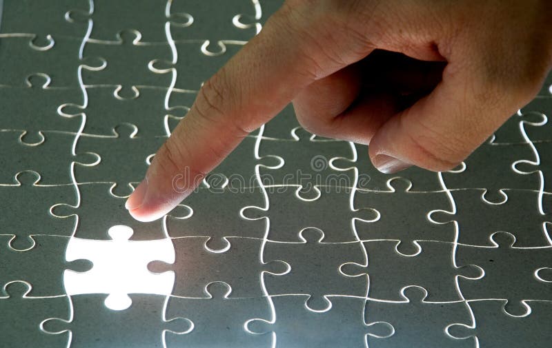 Pointing at a missing piece royalty free stock photography