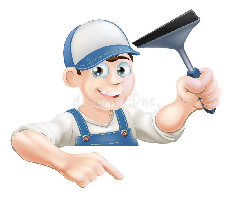 Pointing Window Cleaner stock illustration