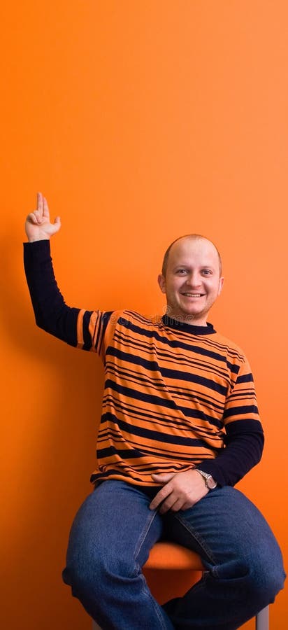 Download Pointing2 stock image. Image of lying, orange, bald, look - 454473