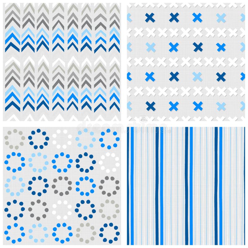 Points de croix de Chevron et ensemble sans couture bleu de modèle de rayures illustration libre de droits Points de croix de Chevron et ensemble sans couture bleu de modèle de rayures illustration libre de droits