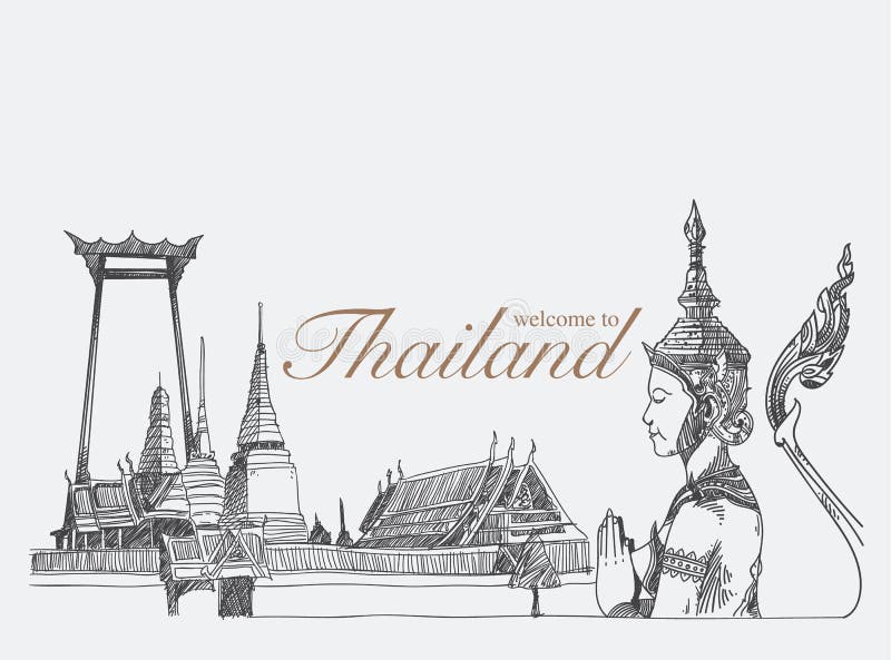 Points de repère en Thaïlande, illustration de vecteur Points de repère en Thaïlande, illustration de vecteur
