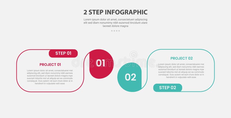 2 points template infographic outline style with 2 point stage or step comparison template with round box container with circle royalty free illustration