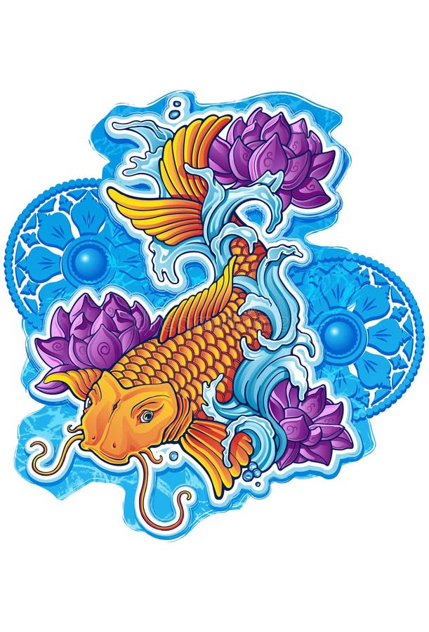 Koi asiatique avec des ornements illustration libre de droits Koi asiatique avec des ornements illustration libre de droits