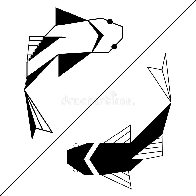 2 poissons, concept jumeau de yang de yin de poissons Découpe pour le tatouage, le logo, l'emblème et l'élément de conception illustration libre de droits