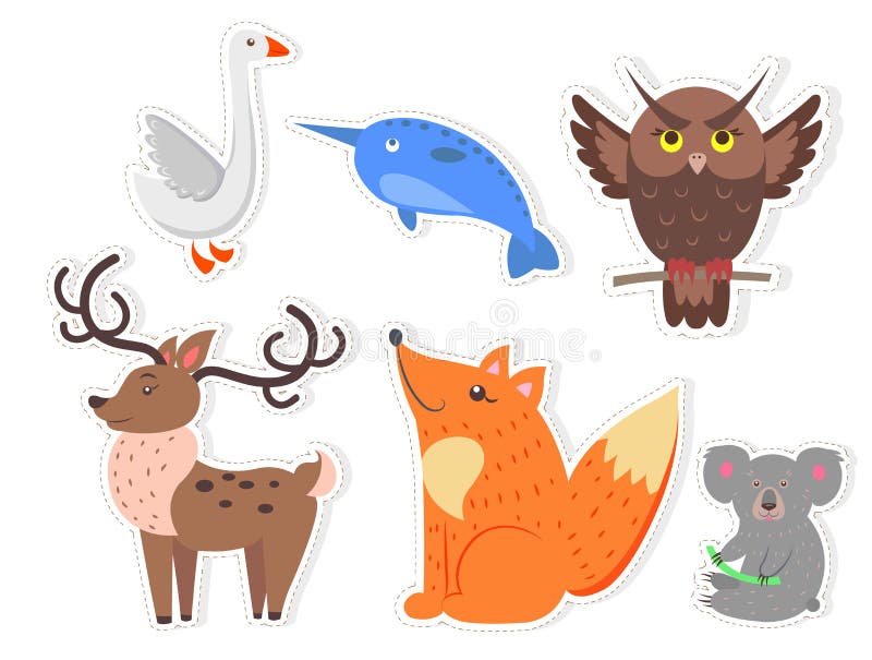 Poissons de bande dessinée, oiseau et collection sauvages d'animaux illustration de vecteur Poissons de bande dessinée, oiseau et collection sauvages d'animaux illustration de vecteur