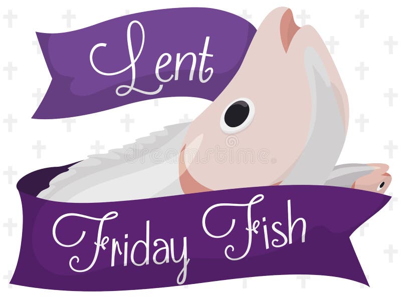 Poissons de vendredi avec des rubans pour Lent Celebration, illustration de vecteur illustration stock Poissons de vendredi avec des rubans pour Lent Celebration, illustration de vecteur illustration stock