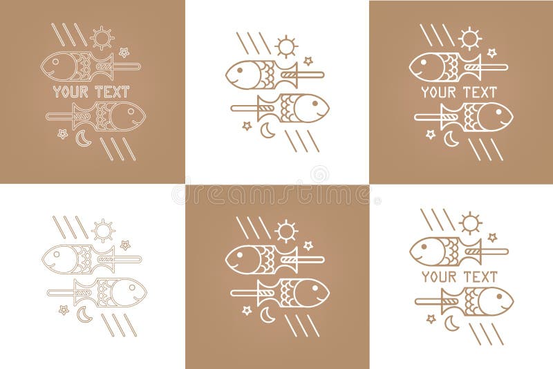 Poissons du dessin deux de vecteur, logo pour le restaurant, barre, marché, magasin en ligne, site Web illustration libre de droits Poissons du dessin deux de vecteur, logo pour le restaurant, barre, marché, magasin en ligne, site Web illustration libre de droits