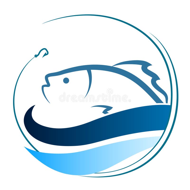 Poissons sur les vagues et un crochet illustration stock Poissons sur les vagues et un crochet illustration stock