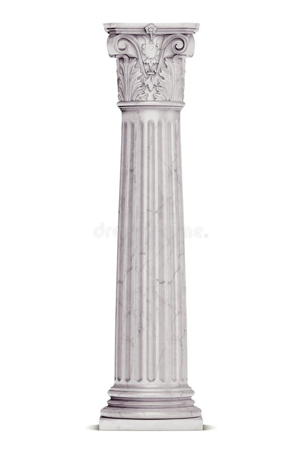 Pojedyncza grecka kolumna odizolowywająca na bielu