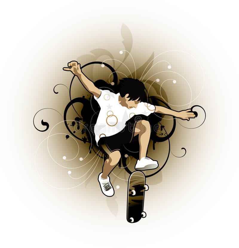 Pojkedesignskateboard vektor illustrationer