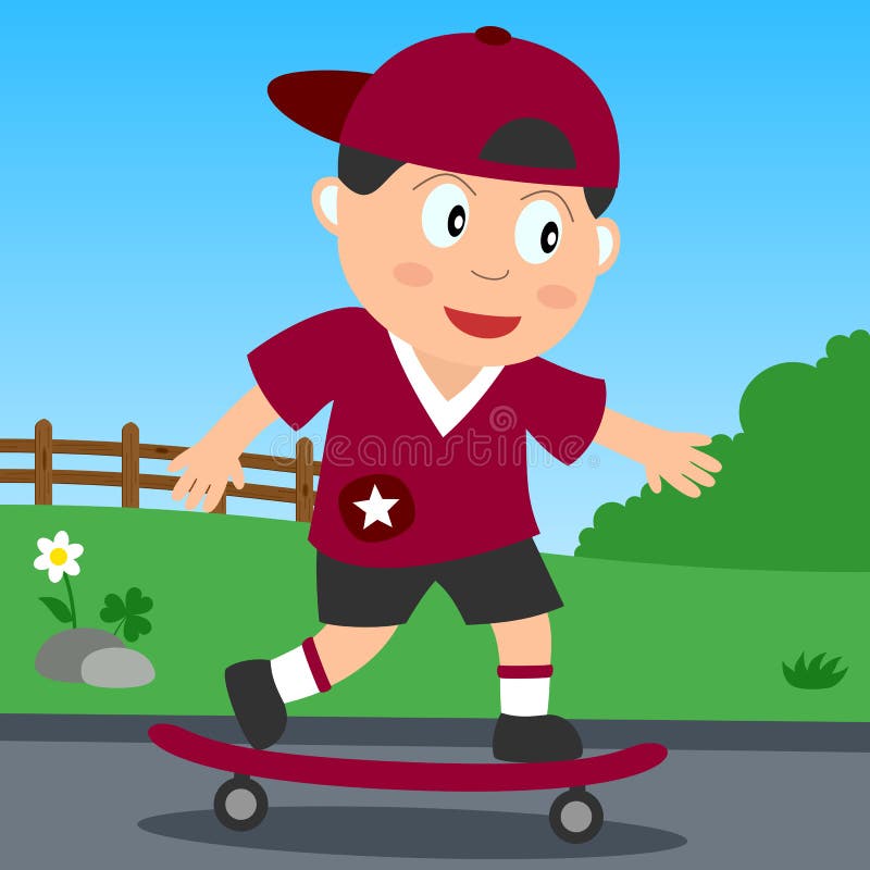 Pojkeparkskateboard stock illustrationer