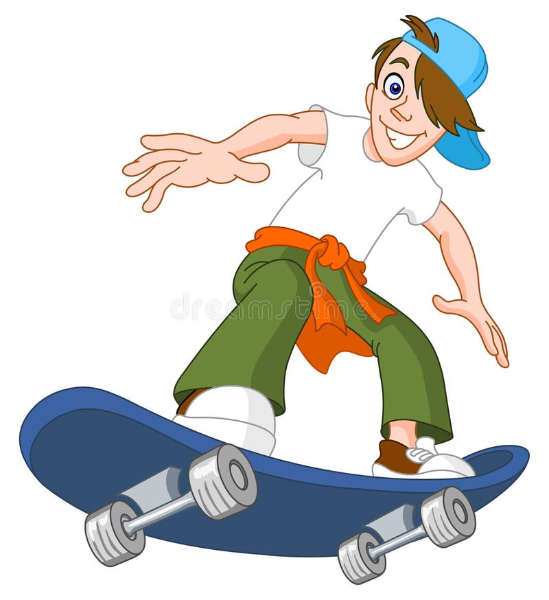 Pojkeskateboard stock illustrationer