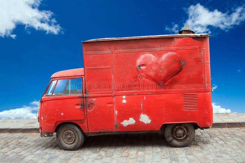 Old vehicle with red shaped heart, love or heart care concept. Old vehicle with red shaped heart, love or heart care concept.