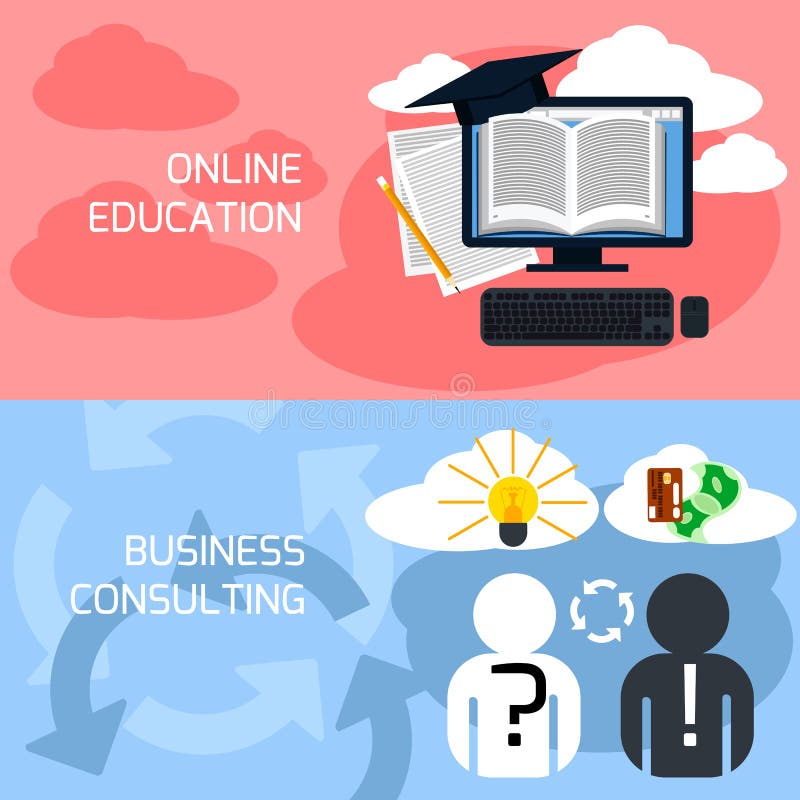 Pojęcie online edukacja, biznesowy konsultować ilustracja wektor Pojęcie online edukacja, biznesowy konsultować ilustracja wektor