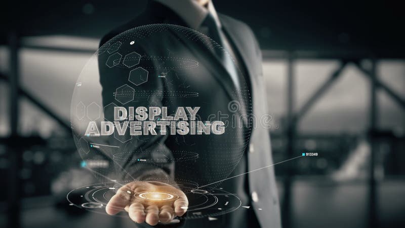 Pokaz reklama z holograma biznesmena pojęciem