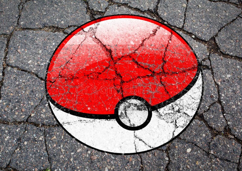Pokemon GAAT embleembal op asfalt wordt getrokken dat