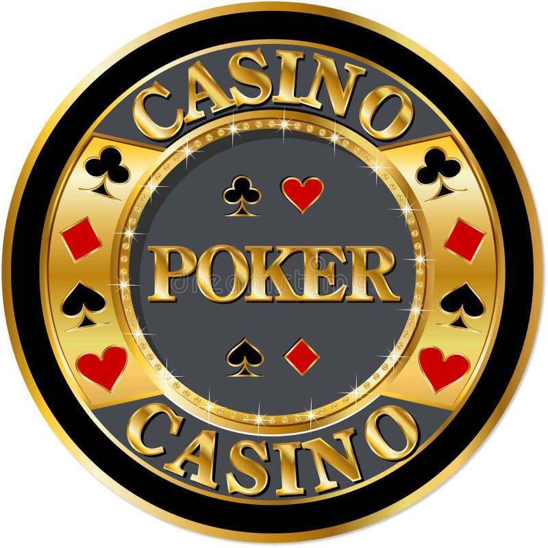 Poker banner with golden elements and brilliants. Golden poker illustrations