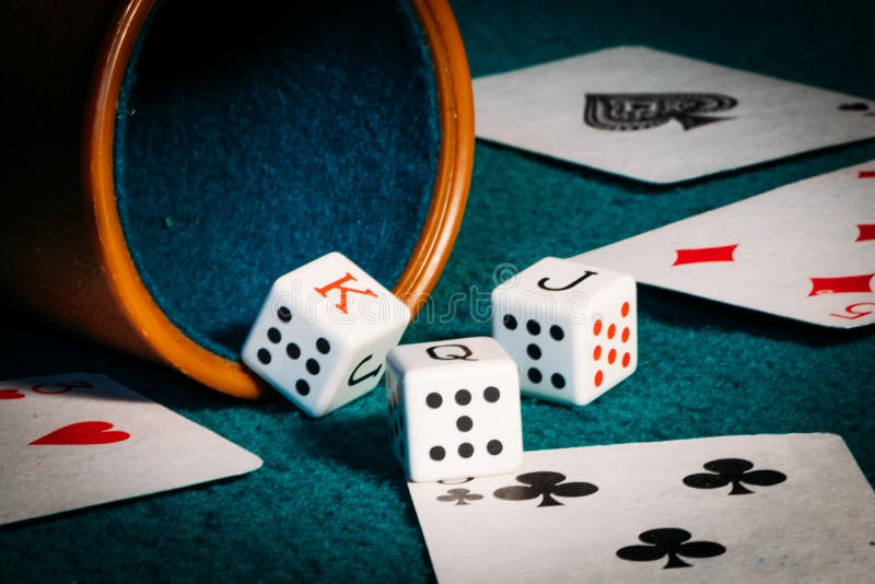 Poker Cards and Dice with a Cup Stock Image Image of dice, exciting