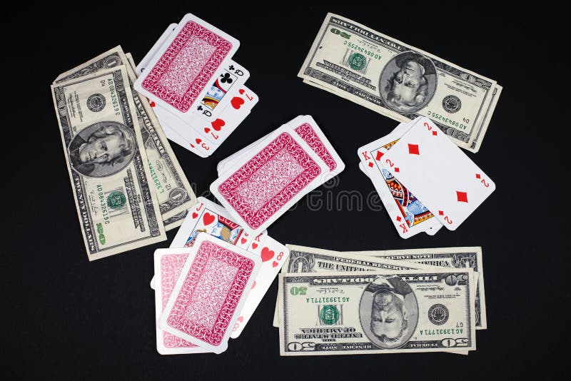 Poker cards and american money. Poker cards and american money