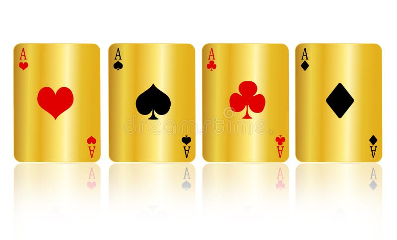 Golden poker playing cards isolated on white. available. Golden poker vectors
