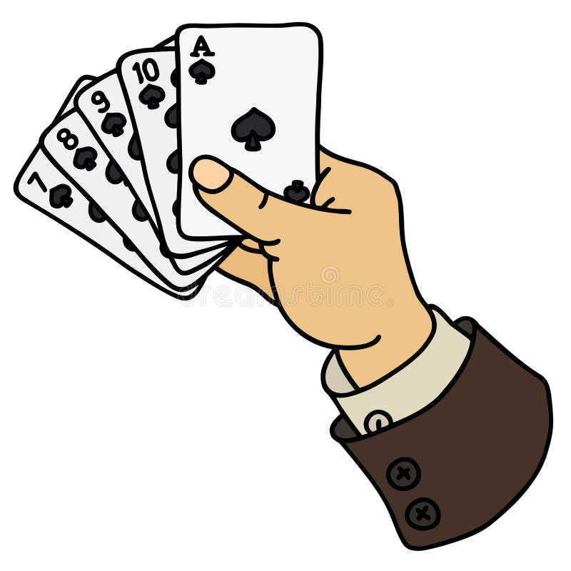 Poker cards in hand stock vector. Illustration of game 93791089