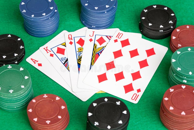 Poker cards with straight flush stock photos