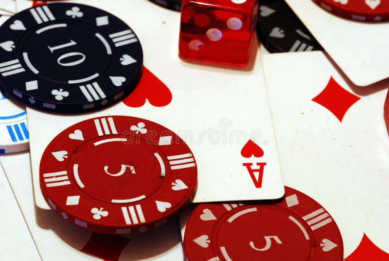 Poker Chips Cards and Dice stock image. Image of casino 3676449