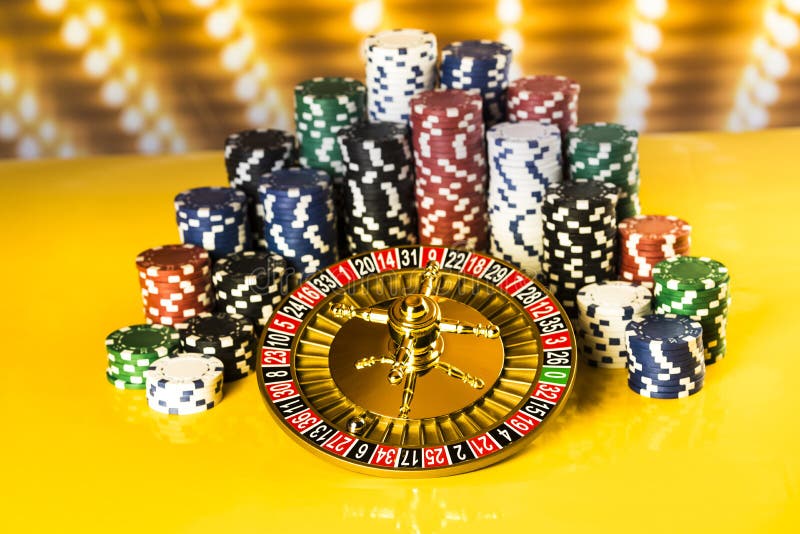 Poker Chips, Casino Roulette Wheel Stock Image Image of addiction