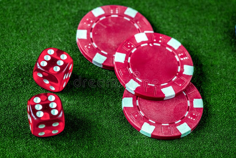 245 Poker Chips Dice Green Background Top View Stock Photos Free