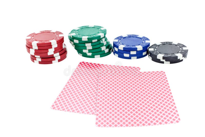 Poker Chips, Cards and Red Dice Cubes Isolated Stock Image Image of