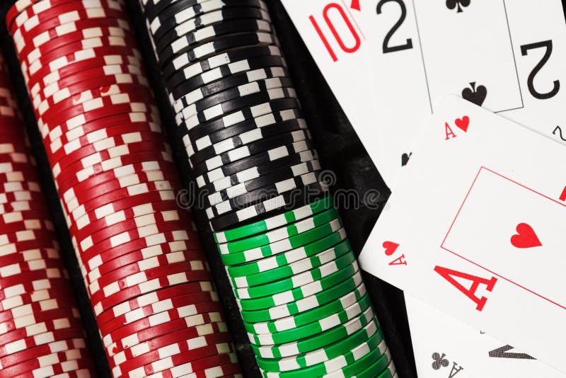 Poker Chips And Playing Cards Stock Image Image of club, closeup