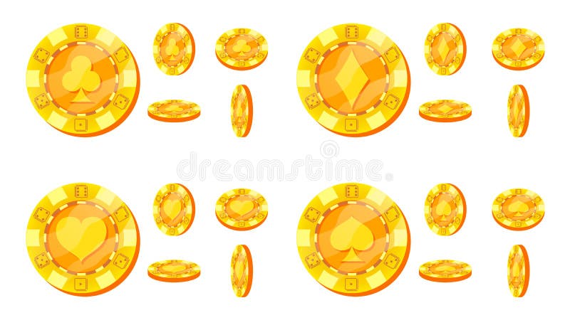 Poker Chips Vector Kortet passar tecknet Lägenhet tecknad filmuppsättning Guld- pokerlek Chips Isolated On White Background flip vektor illustrationer Poker Chips Vector Kortet passar tecknet Lägenhet tecknad filmuppsättning Guld- pokerlek Chips Isolated On White Background flip vektor illustrationer