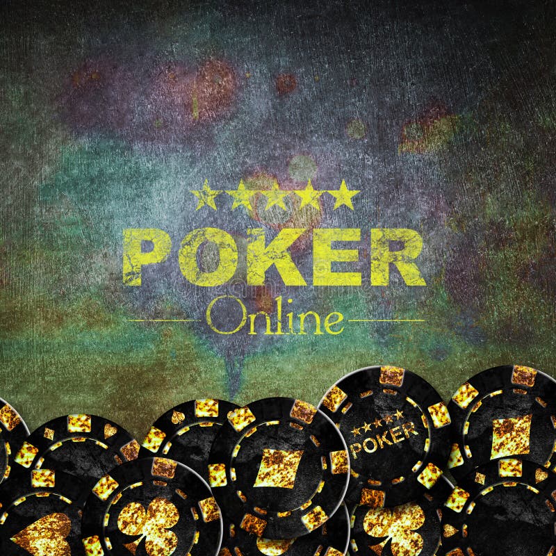 Poker De Conceito Online. Quatro Ases E Chips De Pôquer Em Fundo