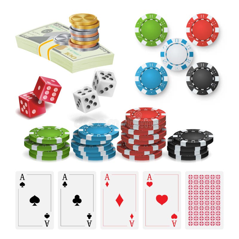 Casino Design Elements Vector. Poker Chips, Playing Cards, Craps. Isolated Illustration royalty free illustration Casino Design Elements Vector. Poker Chips, Playing Cards, Craps. Isolated Illustration royalty free illustration