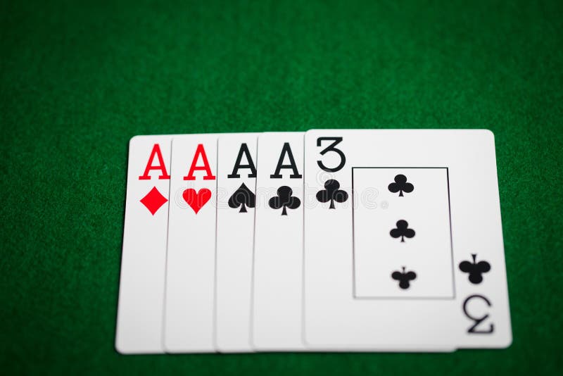 Poker Hand Of Playing Cards On Green Casino Cloth Stock Photo - Image of green, luck: 91713134