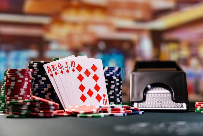 Poker Royal Flush with Casino Chips Stock Image - Image of cards, luck